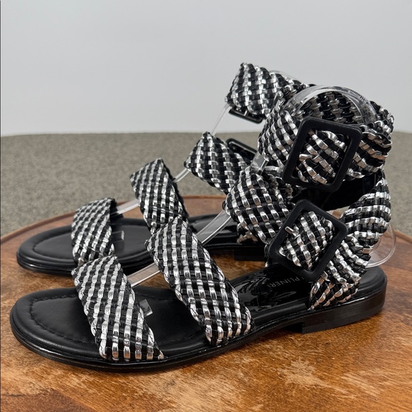 Donald J. Pliner Shoes - Donald J Pliner Sandals Wm 7.5 M Stylish Black Silver Braided Leather Gladiator